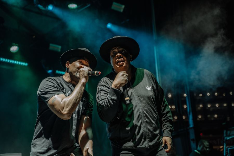 Run-DMC performs on stage at The Art of Cool Festival in Durham, NC.
