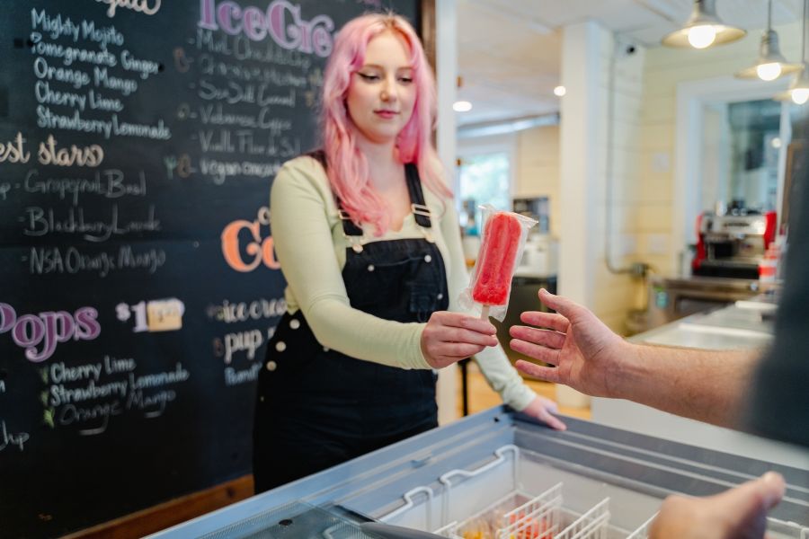 Buying paletas at Durham, NC's Locopops.