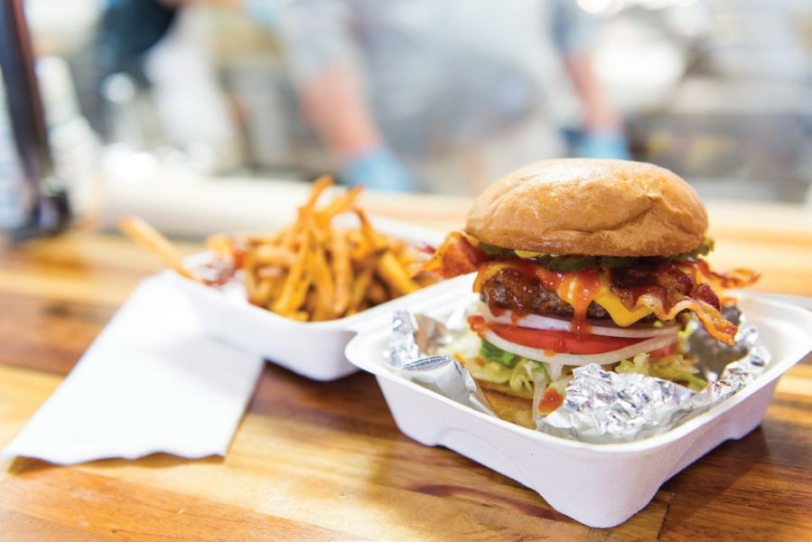 A burger and fries from Durham's original locally-owned burger joint, Only Burger