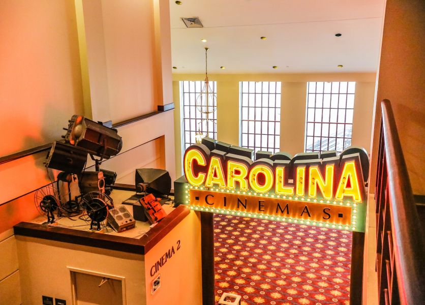 The sign at the entrance to The Cinemas at Carolina Theatre Durham