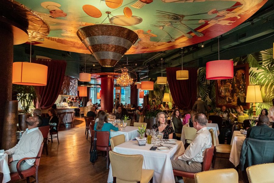 The dining room at Parizade in Durham, NC.