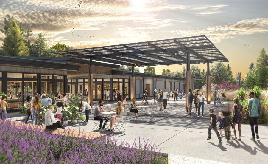 An artists rendering shows how the Duke Gardens welcome center will look after renovations.