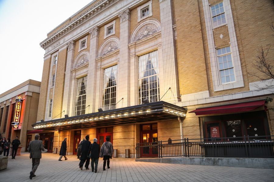 The exterior of the Carolina Theatre in downtown Durham.