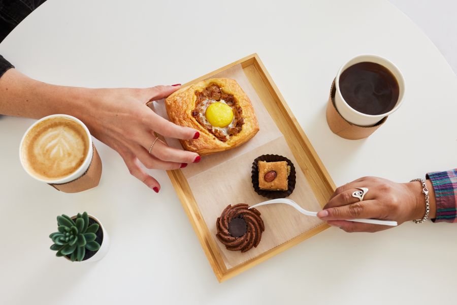 guests dig into pastries from La Recette Patisserie in Durham, NC.
