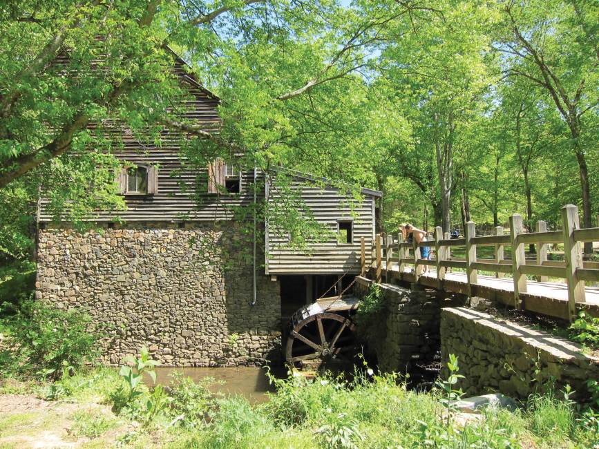 old mill wheel at west point on the eno