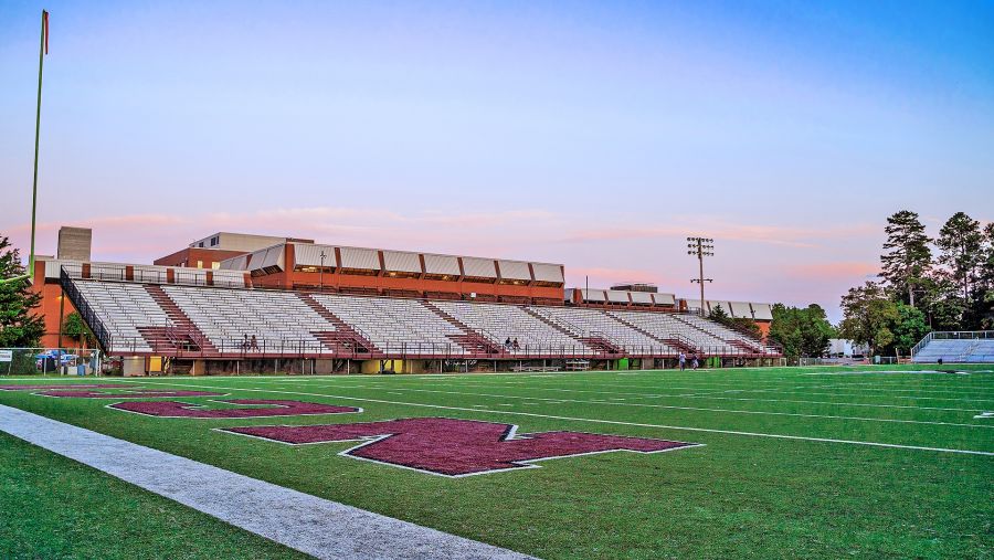 Sun sets on O'Kelly-Riddick stadium at North Carolina Central University.