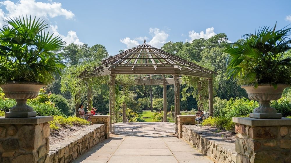 Pergola above terraces