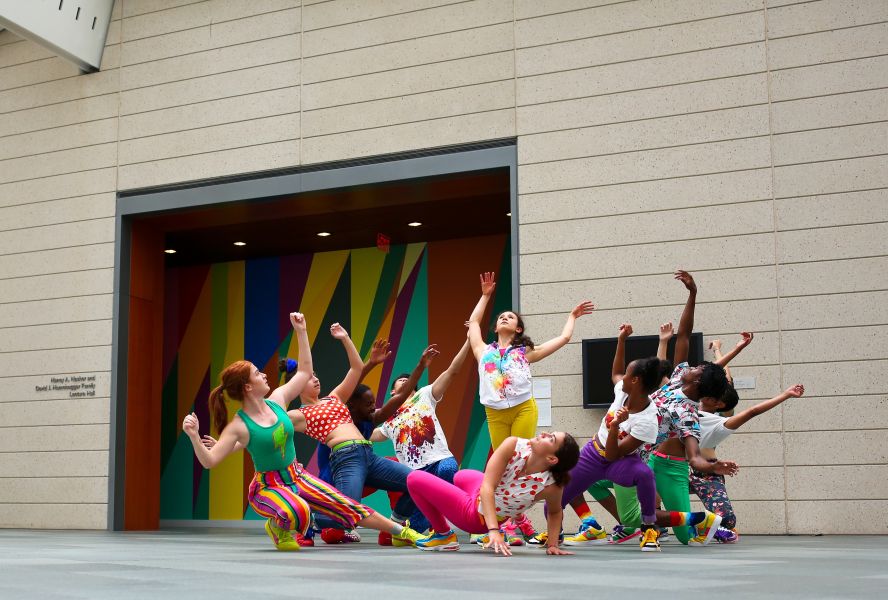 Dancers pose in a photo during a performance at the American Dance Festival.