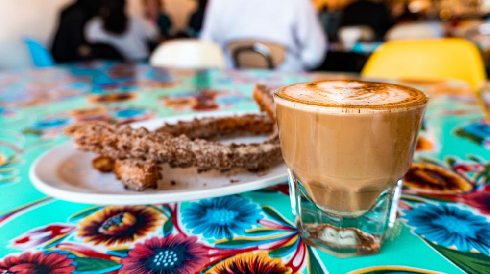 Churros and coffee at Cocoa Cinnamon in Durham's Lakewood neighborhood.